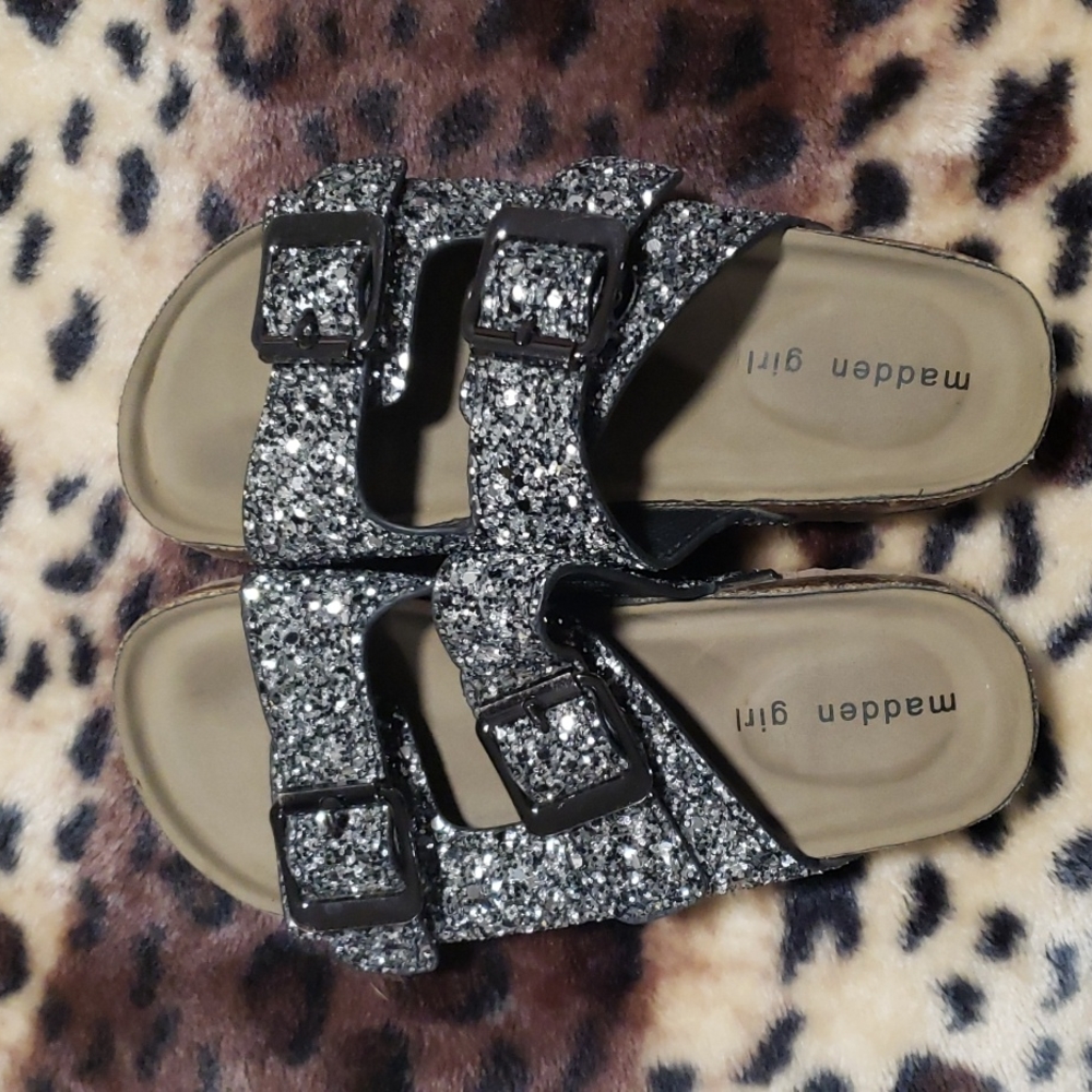 Toddler size 11 Madden Girl Silver & black glitter Sandals